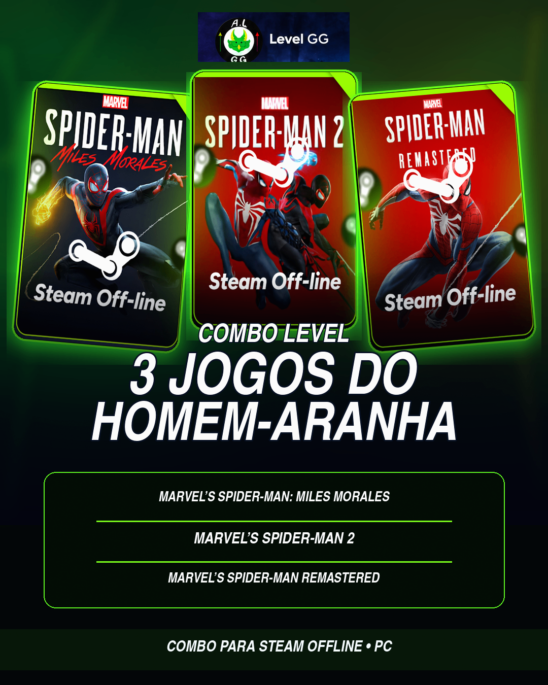 Spider-Man Miles Morales + Spider-Man 2 + Spider-Man Remastered PC – Combo Steam Offline
