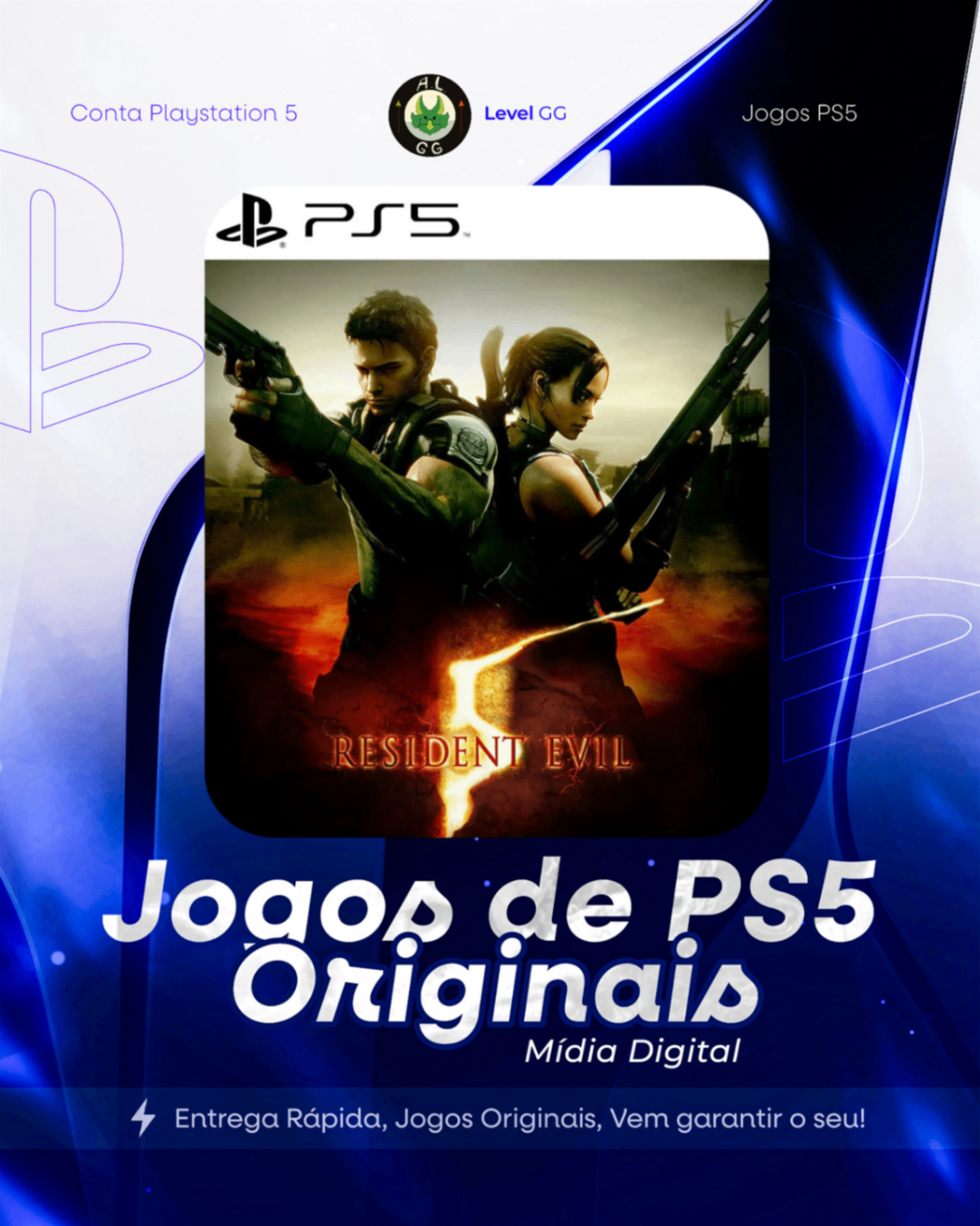 RESIDENT EVIL 5 - Ps5 Mídia Digital Primaria