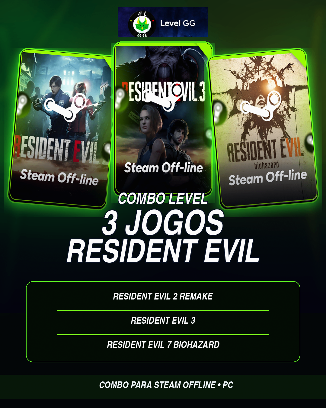 Resident Evil 2 Remake + Resident Evil 3 + Resident Evil 7 PC – Combo Steam Offline